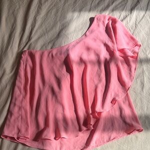 Banana Republic Pink One-Shoulder Blouse